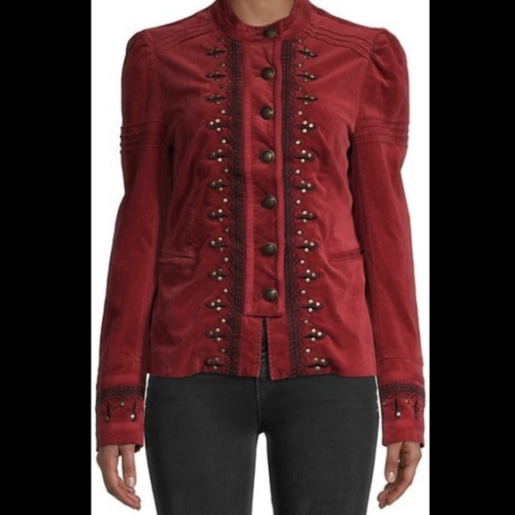 Free People Maven Pintuck Velvet Red 